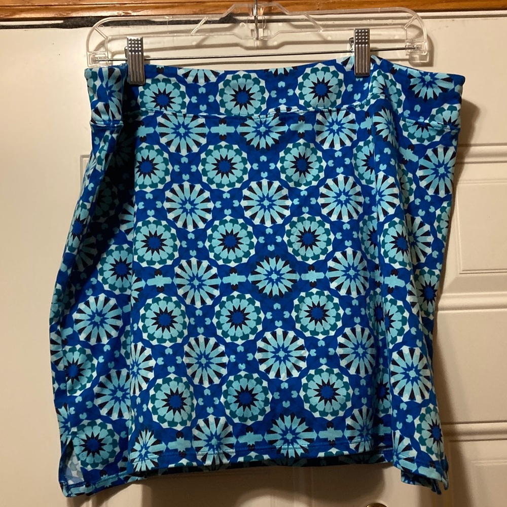 Tranquility Blue Geometric‎ Print Women's Skort XL